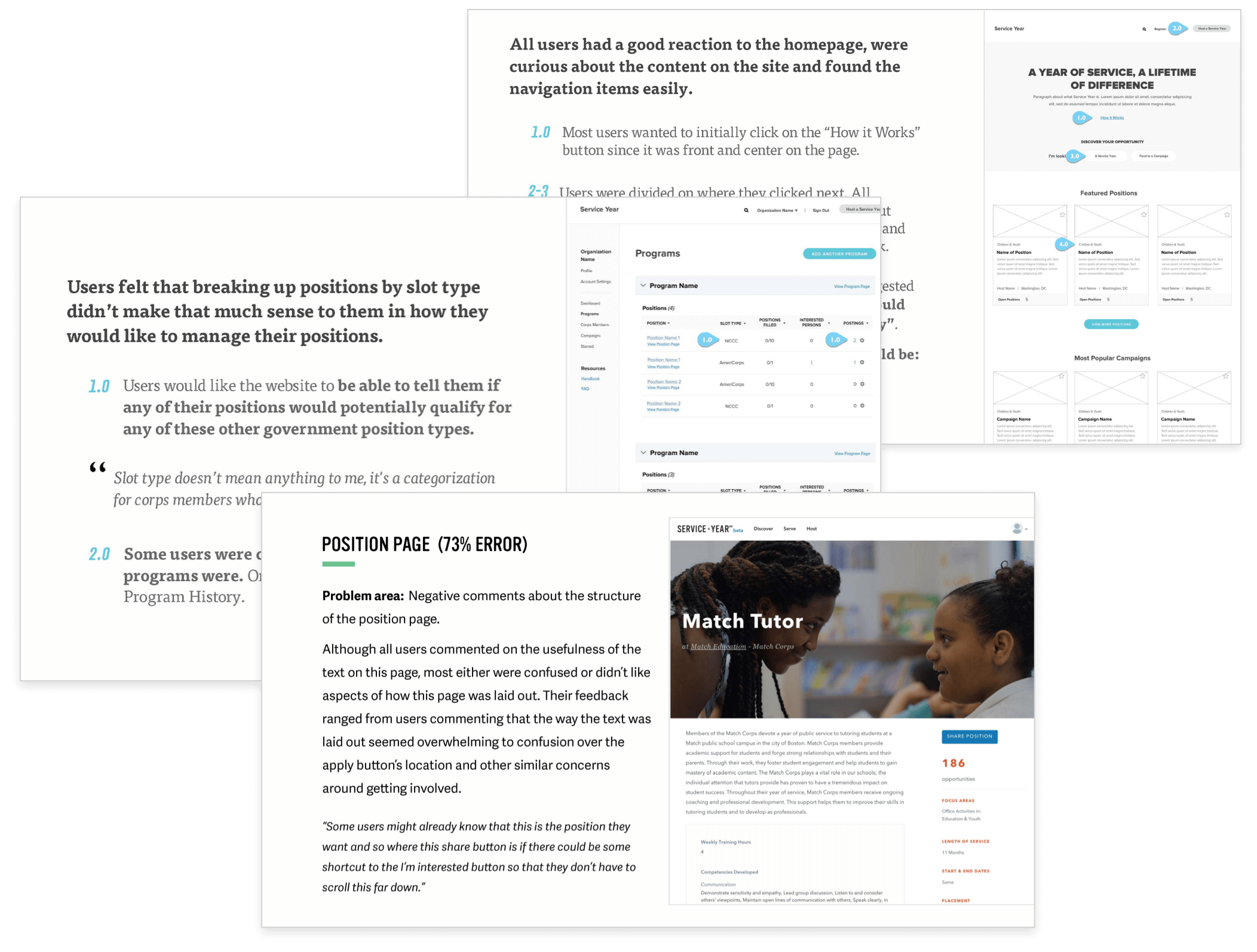 A few screens that outline how the user testing sessions went and some recommendations