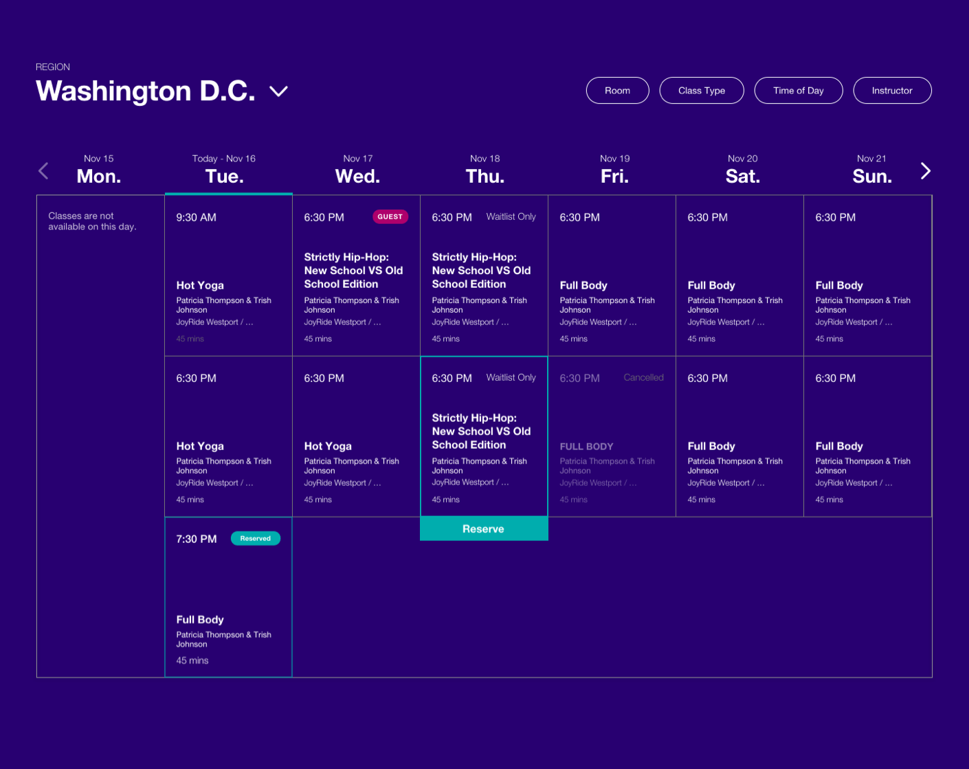 future schedule page