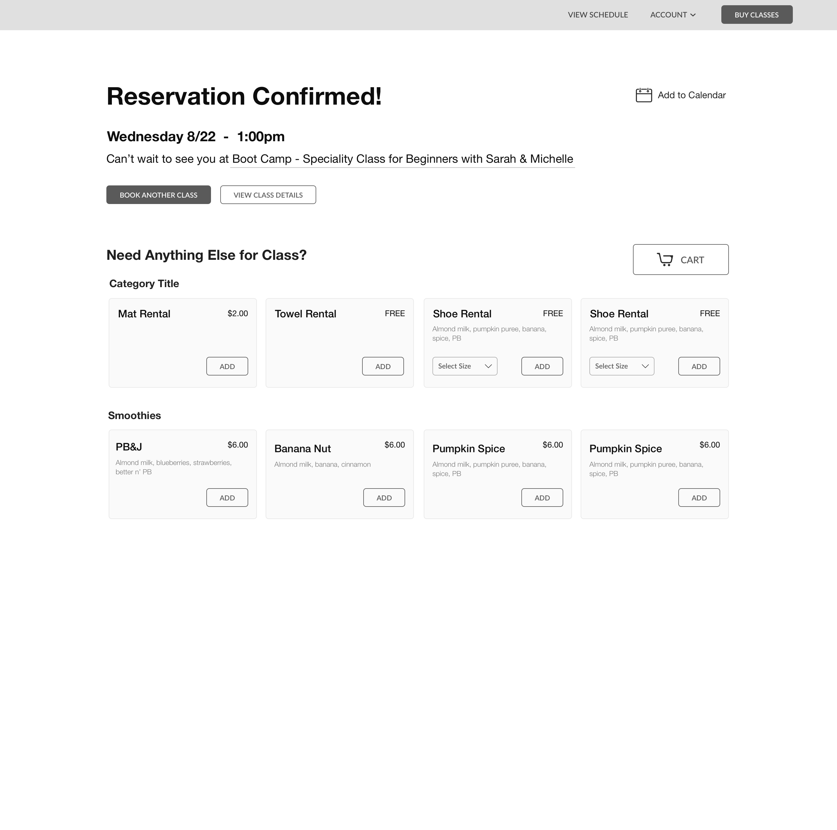 Wireframe - picking a spot in class for a guest