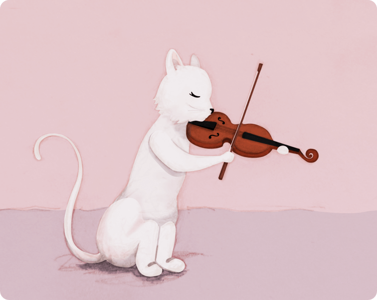 Illustration of cat playing a violin